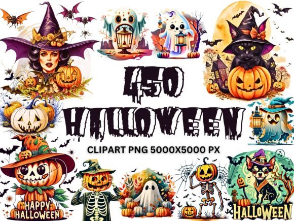 Download 450 Halloween Clipart Bundle PNG SVG - Svg Collection
