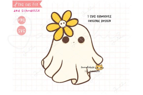 Download Cute Ghost Flower SVG, Halloween Clipart - Svg Collection