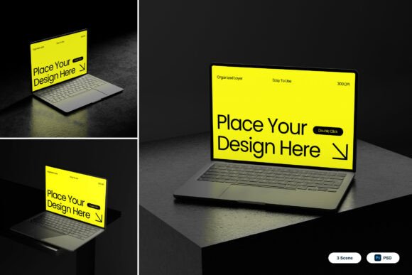 Download Laptop Dark Ambience 3D Mockup - Ambience Collection