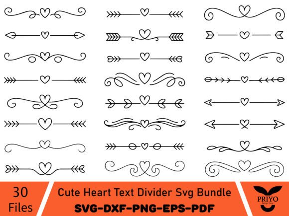 Download Cute Heart Text Divider Svg Bundle - Svg Collection