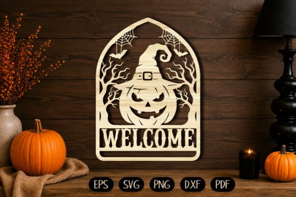Download Welcome Pumpkin Witch Hat Laser Cut SVG - Svg Collection