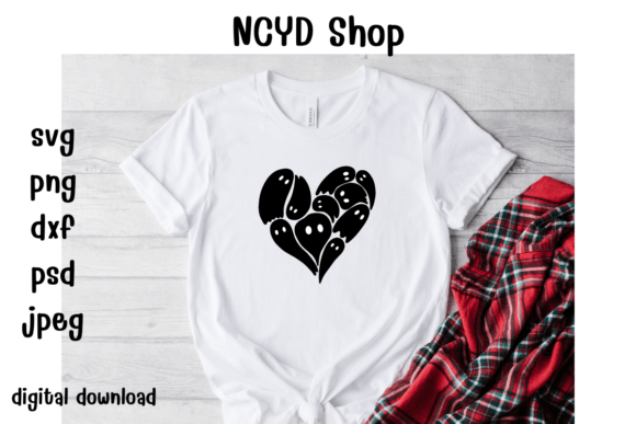 Download Cute Ghost Heart Svg,Halloween Shirt Svg - Svg Collection