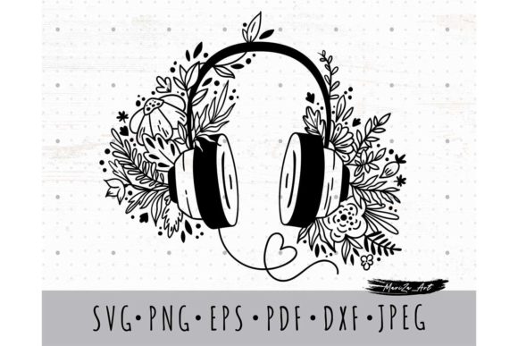Download Headphones and Flowers SVG PNG Image - Svg Collection